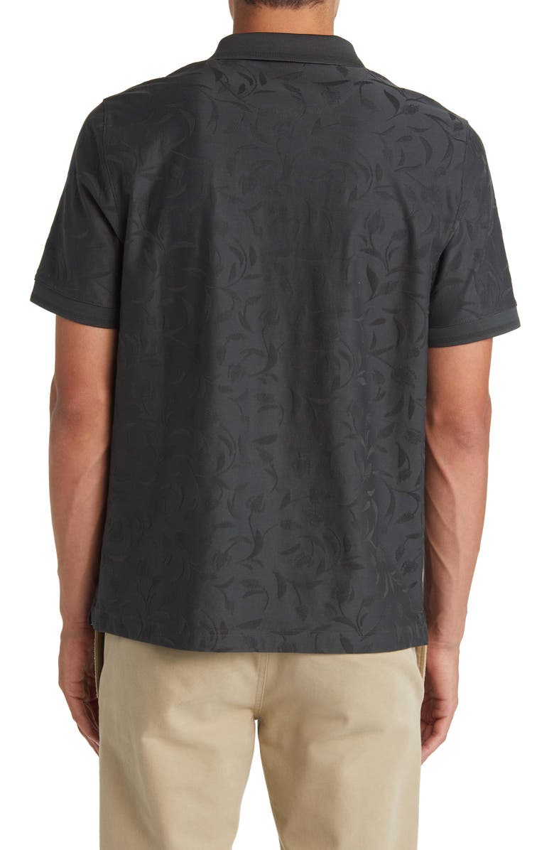 Ted Baker London Floral Jacquard Zip Polo, Alternate, color, 