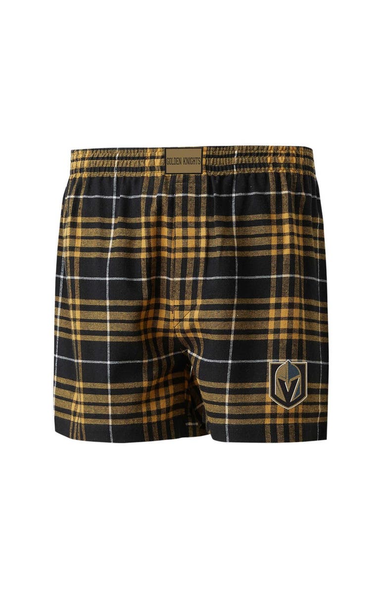 CONCEPTS SPORT Men's Concepts Sport Black/Gold Vegas Golden Knights Concord Flannel Boxers, Main, color, 