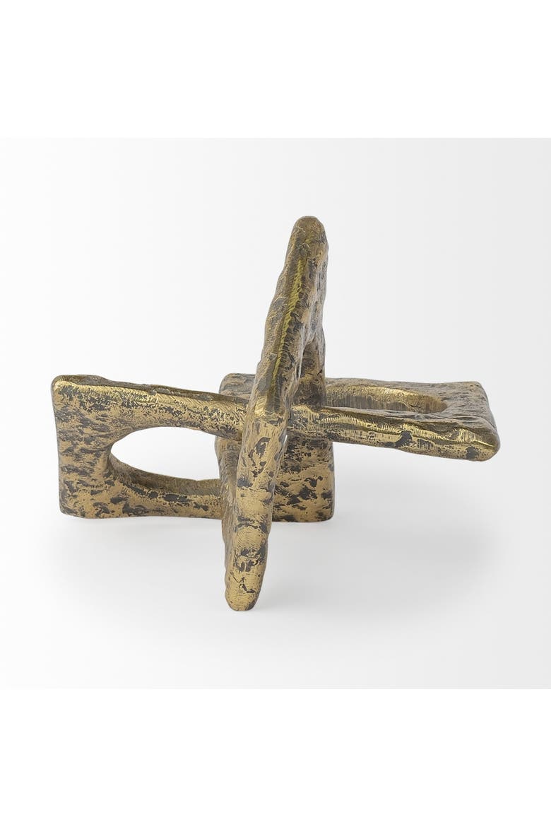 Delaunay I Gold Hammered Metal Interlinked Patterned, Alternate, color, Metallic Gold