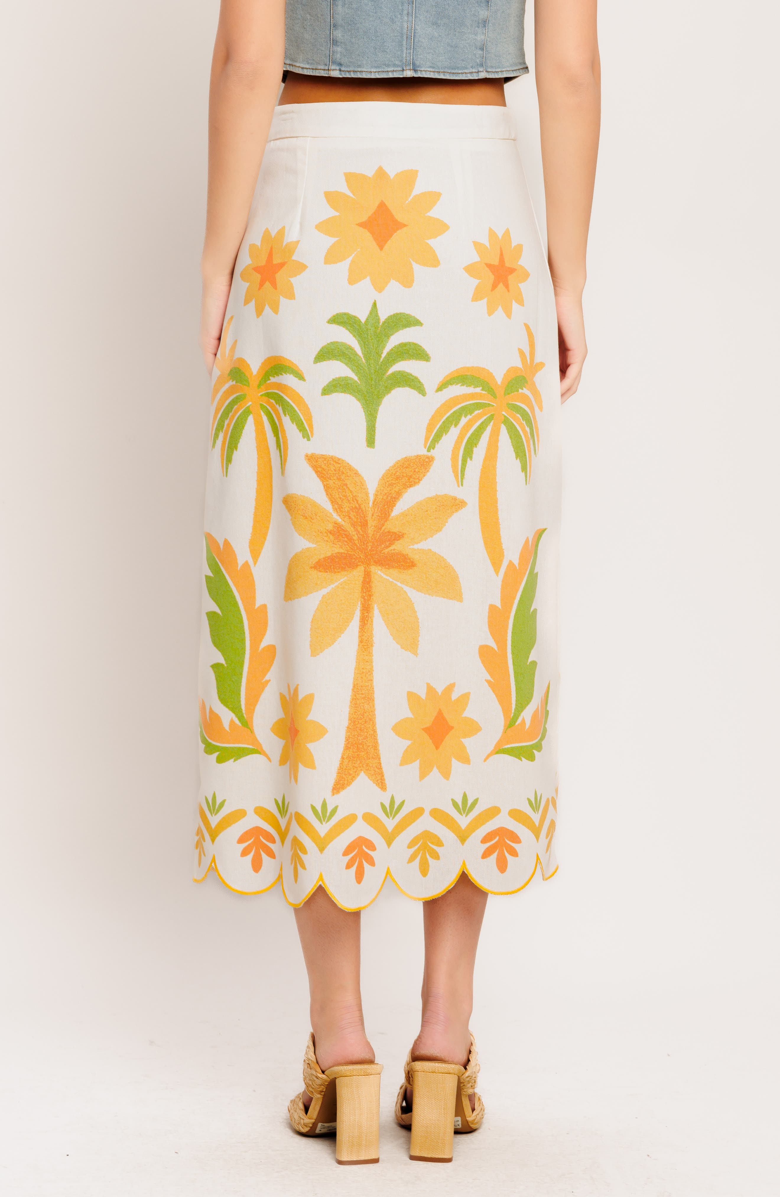 Printed Cotton Blend Midi Skirt - image 2