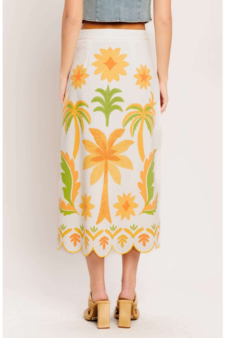Printed Cotton Blend Midi Skirt, Alternate, color, IVORY