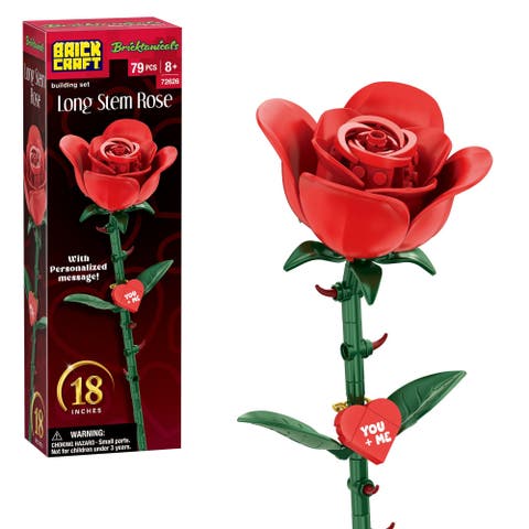 Bricktanicals Red Long Stem Rose Building Set