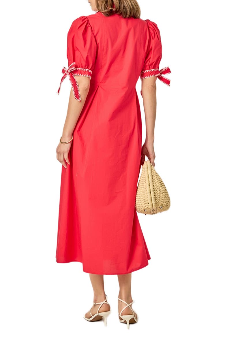 Contrast Stitch A-Line Midi Dress, Alternate, color, RED
