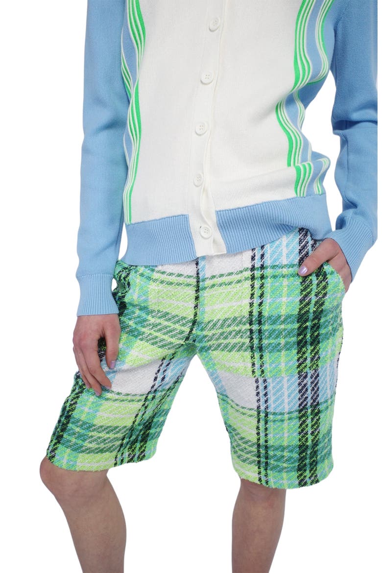 Capri Plaid Shorts, Alternate, color, LIME MULTI