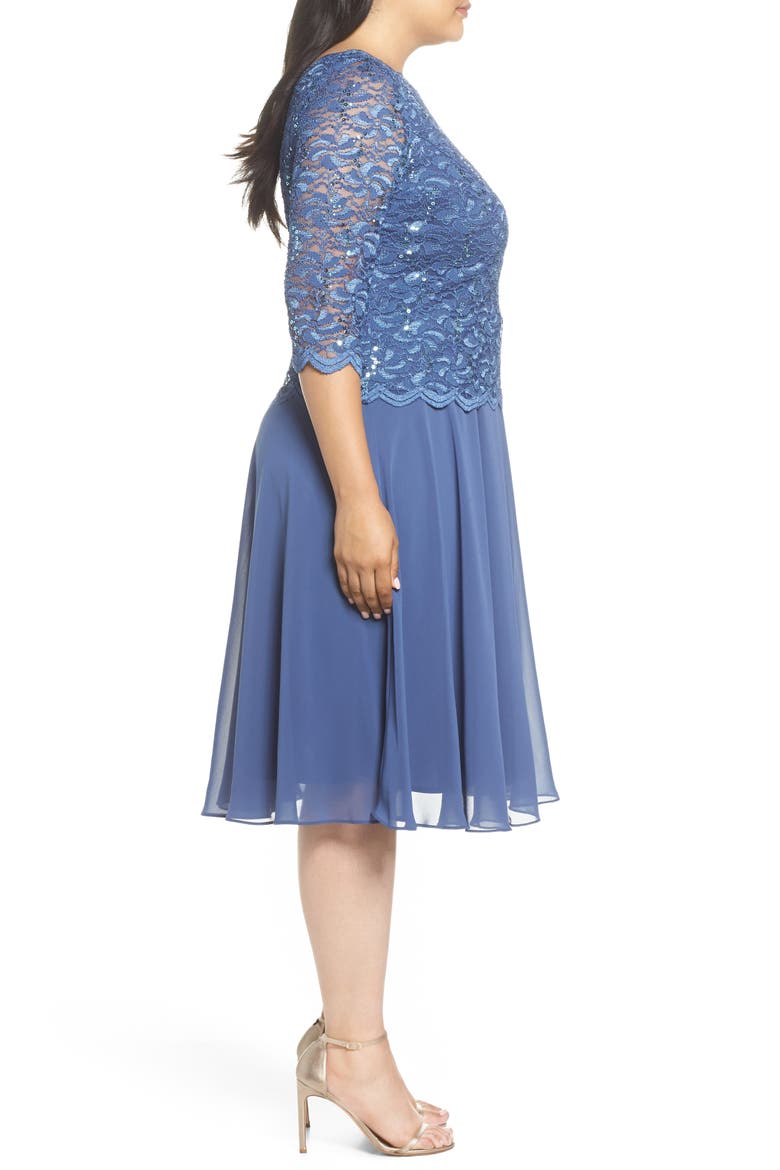 Mock Two-Piece Midi Dress, Alternate, color, WEDGEWOOD