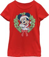 Mickey & Friends Girl's Mickey & Friends Mickey Mouse Christmas Wreath Graphic Tee