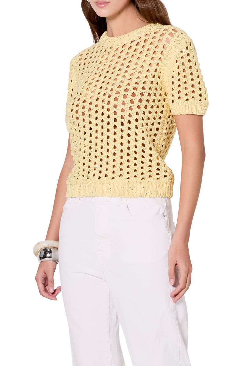 Endless Rose Sequin Open Stitch Sweater, Alternate, color, Butter