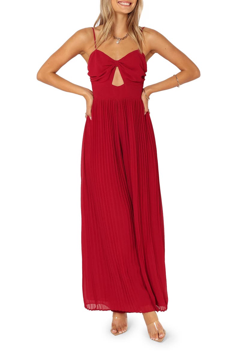 Alice Pleated Wide Leg Jumpsuit, Main, color, RED