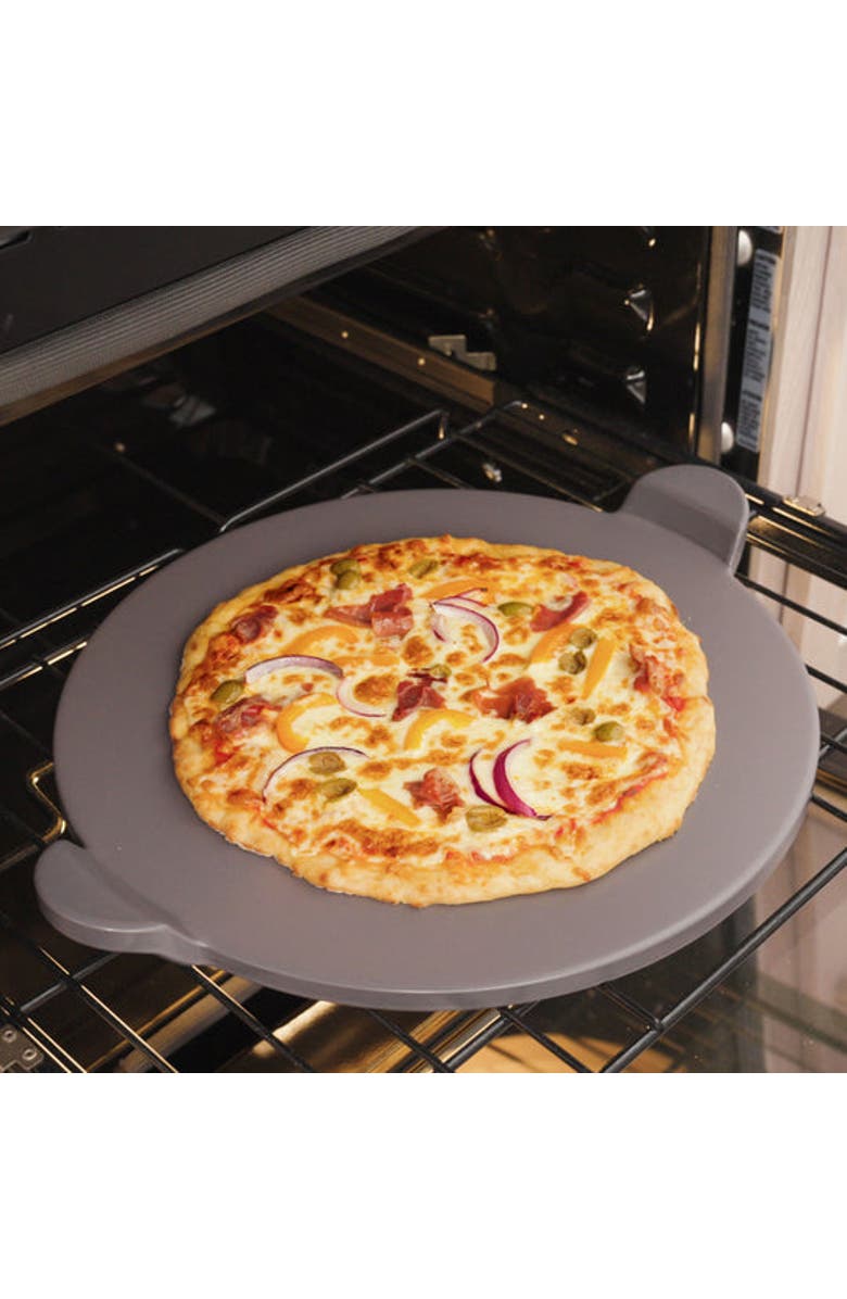 Old Stone Glazed Pizza Stone, Pizza Peel, and Pizza Cutter Set, Alternate, color, Bamboo/Cordierite