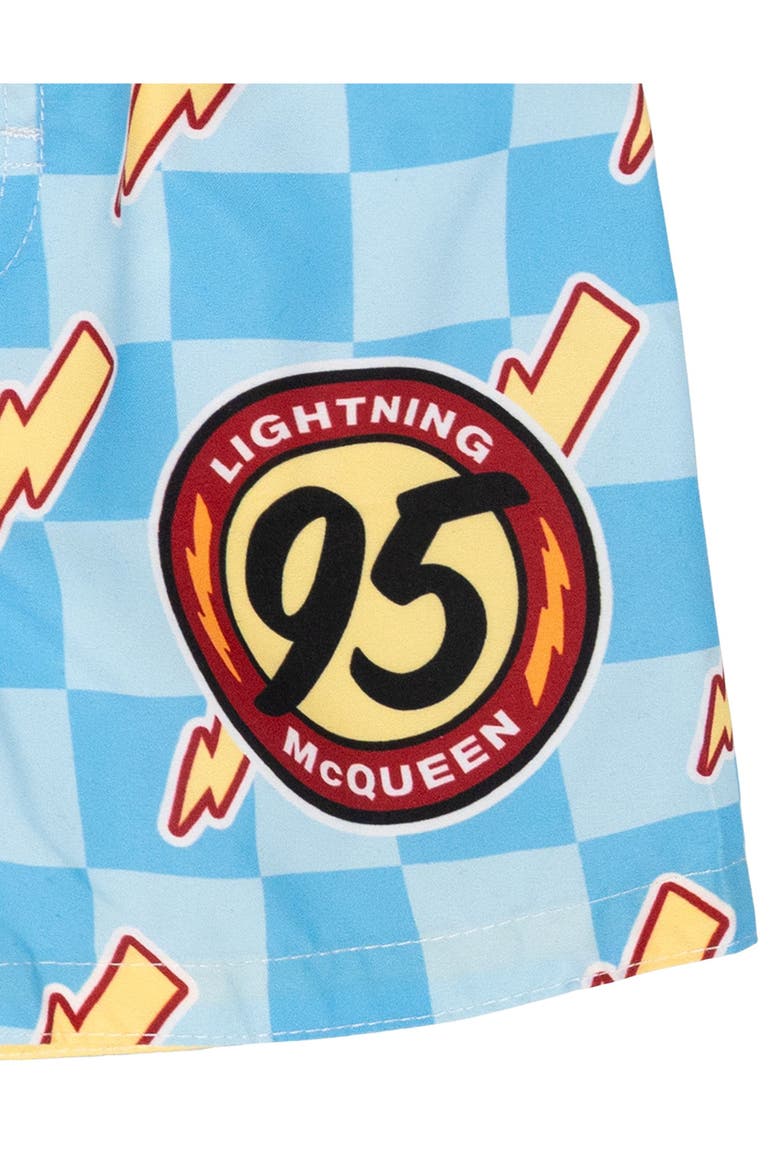 Cars Lightning McQueen Swimwear 2-Piece Rash Guard and Swim Trunks Set, Alternate, color, Racing Red McQueen
