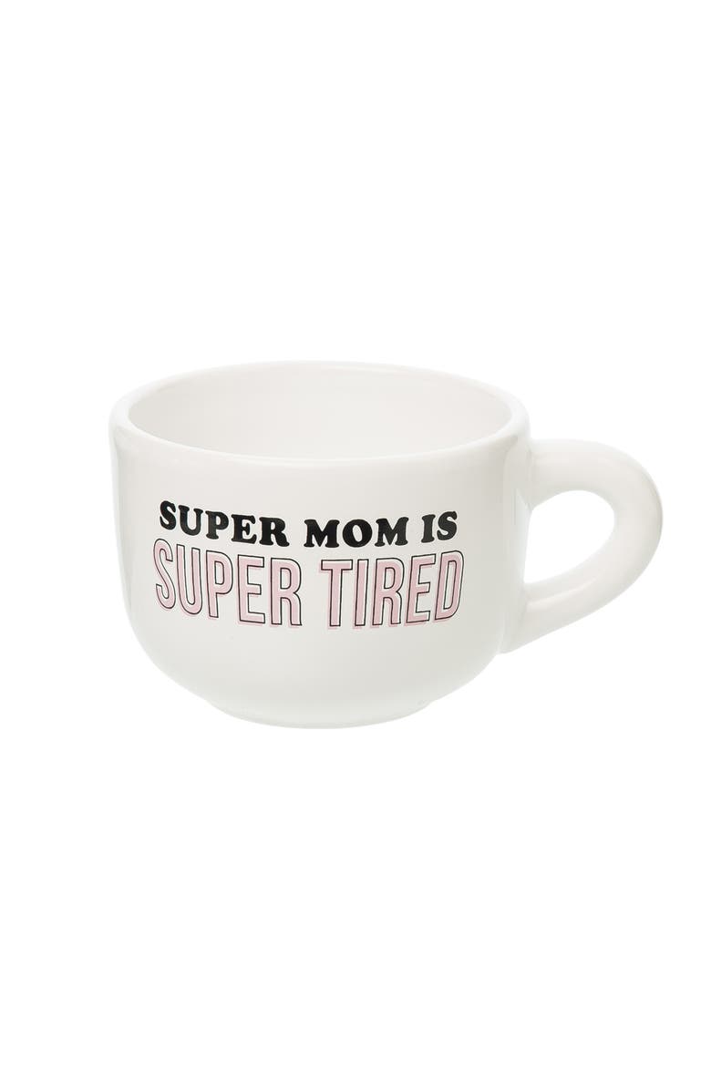 Totalee Gift Super Mom Is Super Tired Large Cappuccino Mug Ceramic White 24 oz, Main, color, White