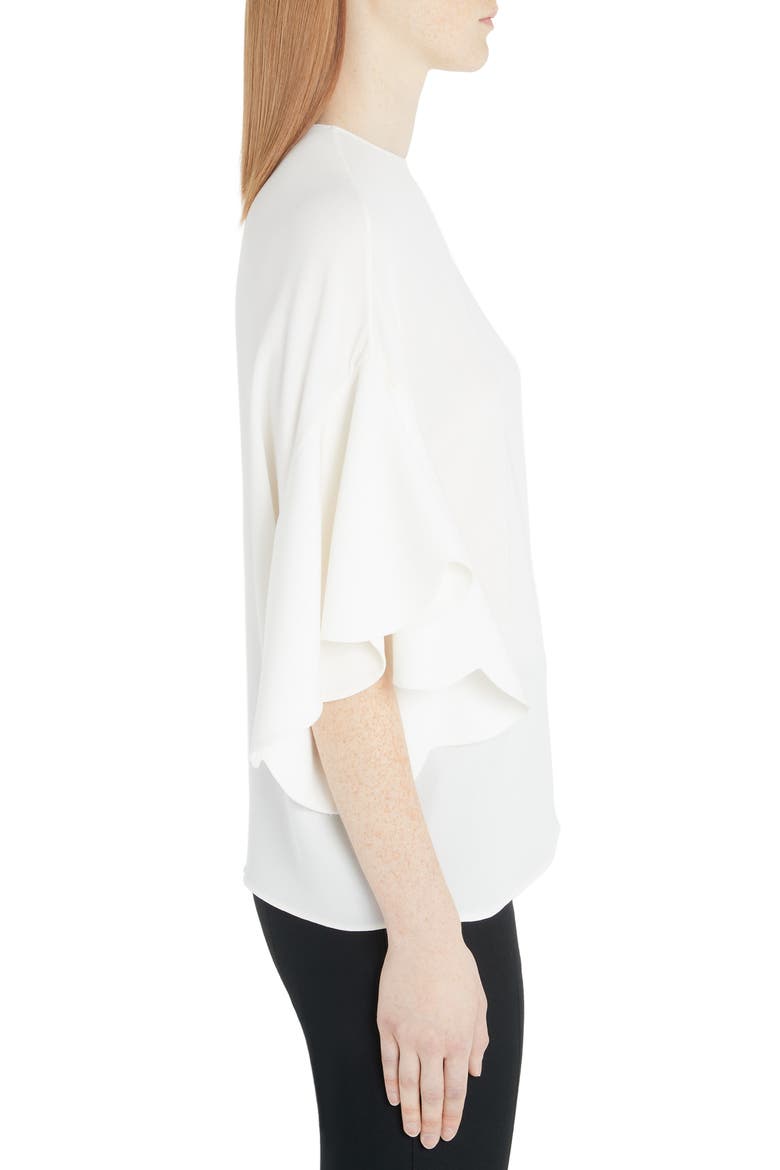 Flutter Sleeve Silk Blouse, Alternate, color, A03-IVORY