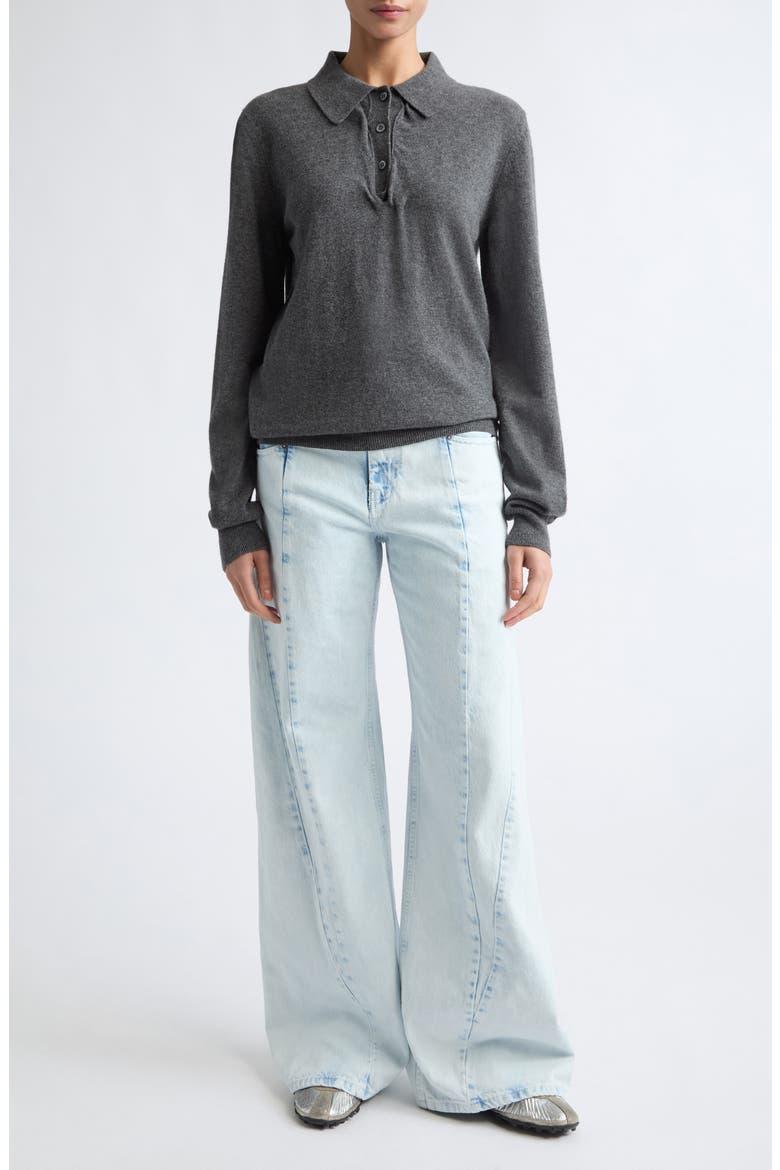 Twist Wool Polo Sweater, Alternate, color, MEDIUM GREY