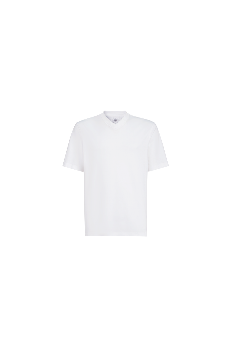 Cotton jersey V-neck T-shirt, Alternate, color, White