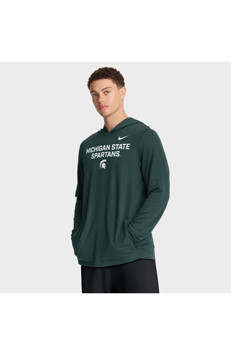 Nike Men's Nike Green Michigan State Spartans 2025 Sideline Dri-FIT Long Sleeve Hoodie T-Shirt, Main, color, Green