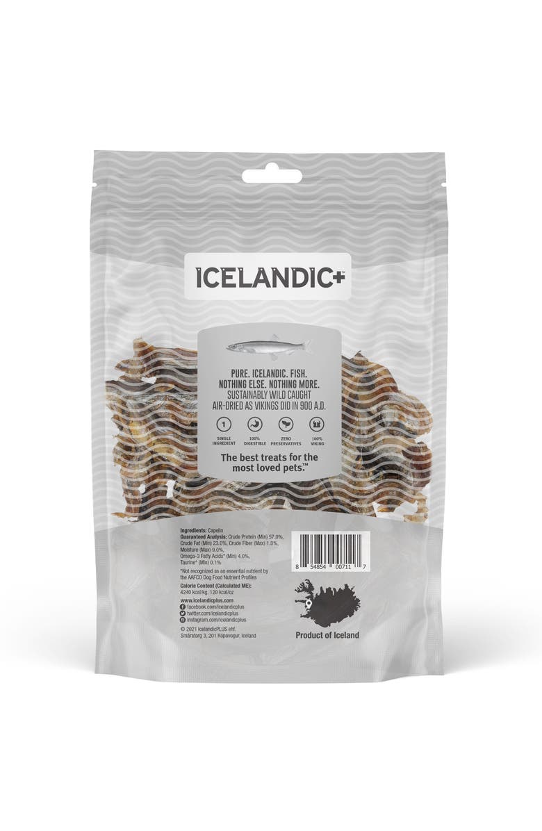 ICELANDIC+ Capelin Whole Fish
Pieces Dog Treat 2.5oz Bag, Alternate, color,
