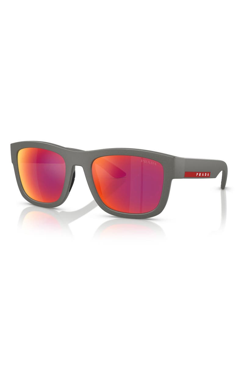 Prada Linea Rossa 56mm Mirrored Pillow Sunglasses, Alternate, color, Silver Grey / Brown Orange