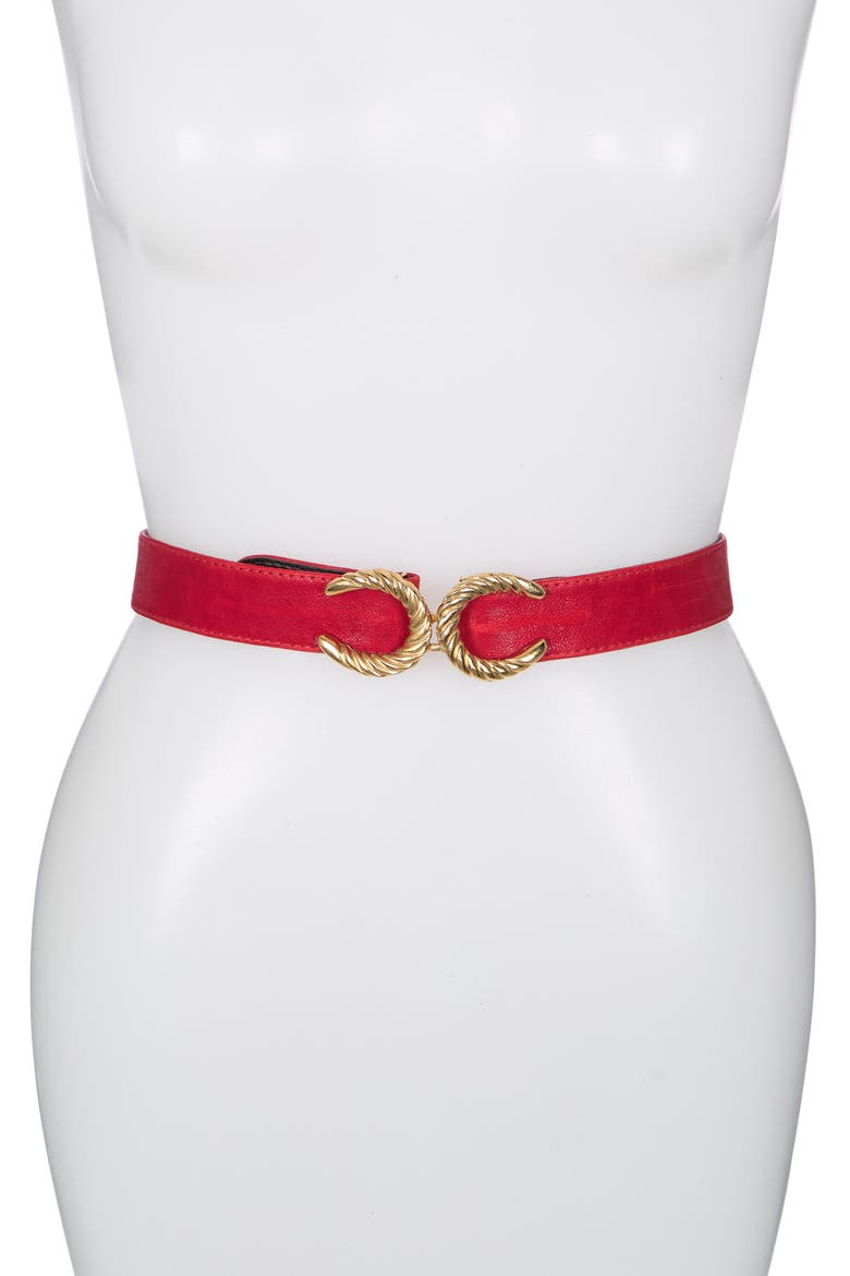 Rama Mini Cici Leather Belt, Main, color, RED