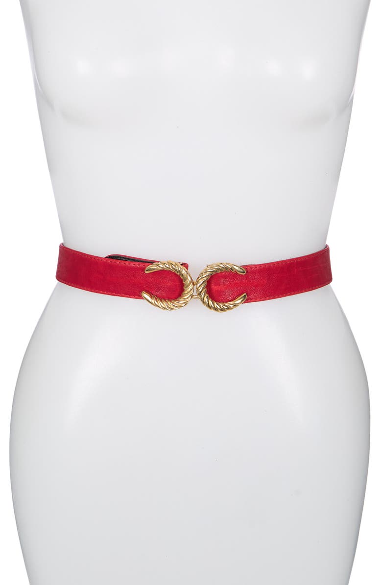 Raina Rama Mini Cici Leather Belt, Main, color, Red