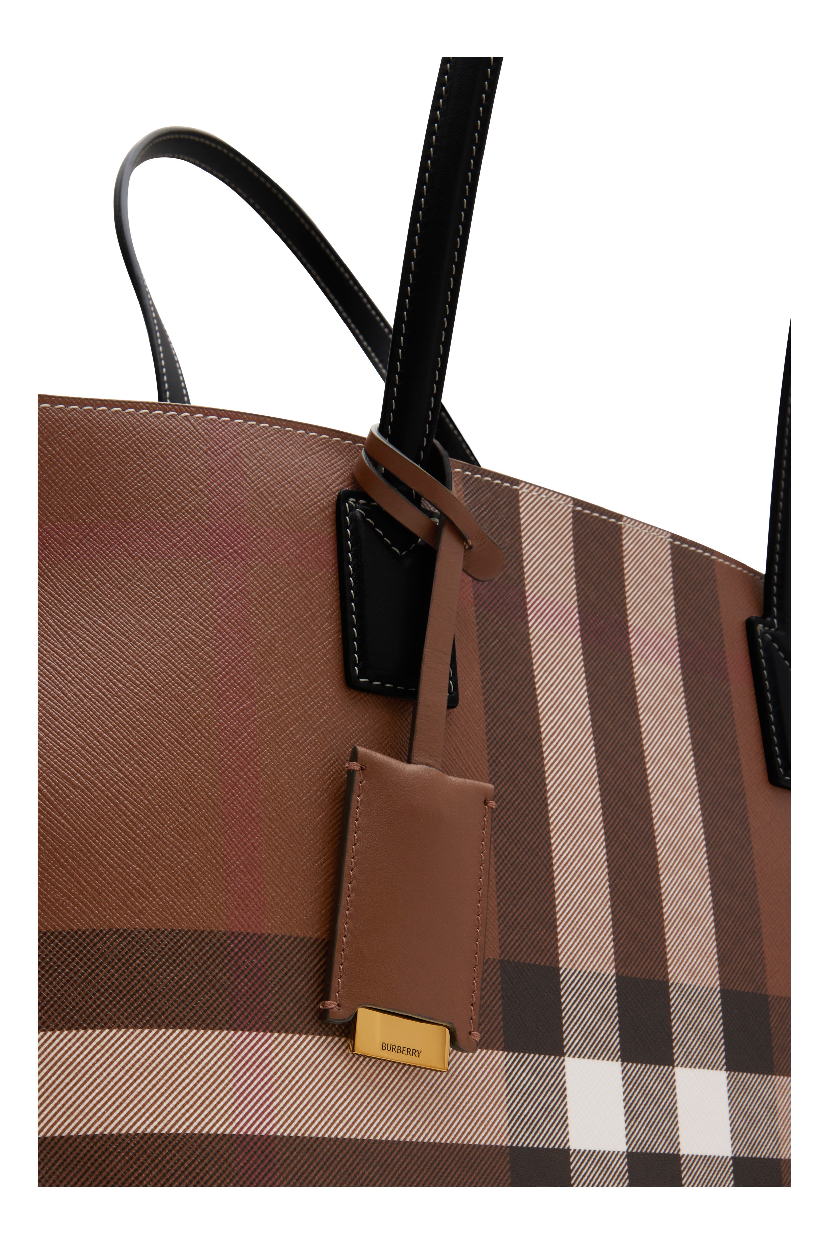Burberry Medium Check Tote, Alternate, color, Dark Birch Brown