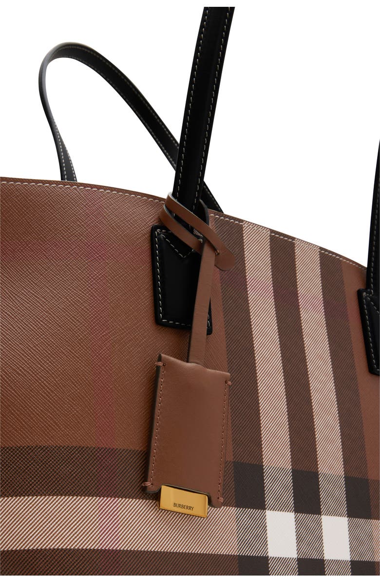 Burberry Medium Check Tote, Alternate, color, Dark Birch Brown