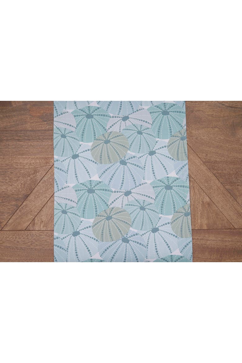 Sea Urchin Shores Reversible Graphic Print Machine Washable Table Runner 14" x 72", Alternate, color, Green