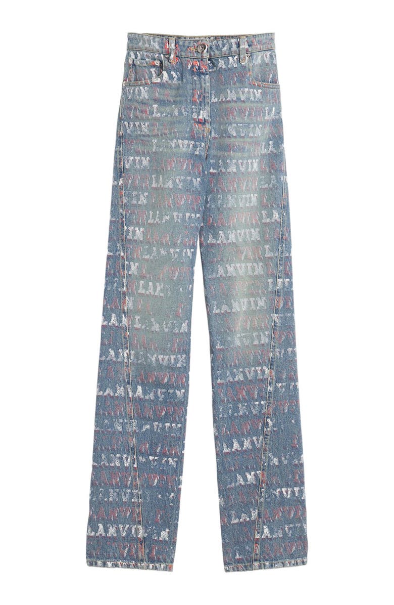 Lanvin X FUTURE STRAIGHT FIT PRINTED PANTS FOR WOMEN, Alternate, color, Light Blue