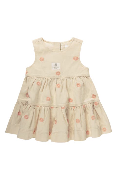 Embroidered Tiered Cotton Dress