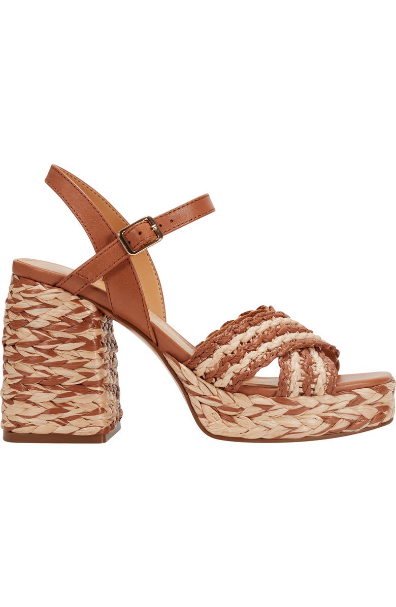 Marc Fisher LTD Juliey Ankle Strap Platform Sandal, Alternate, color, Brown/ Beige