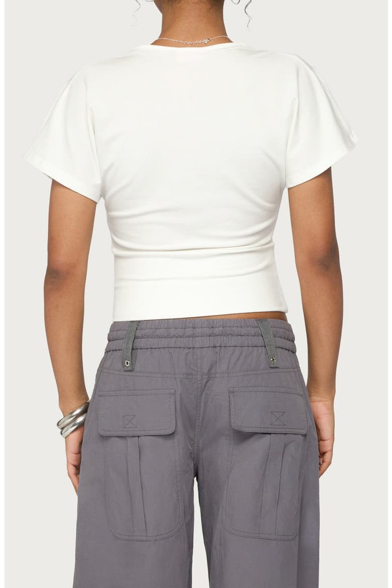 Mundy Deep V-Neck Crop Top, Alternate, color, WHITE
