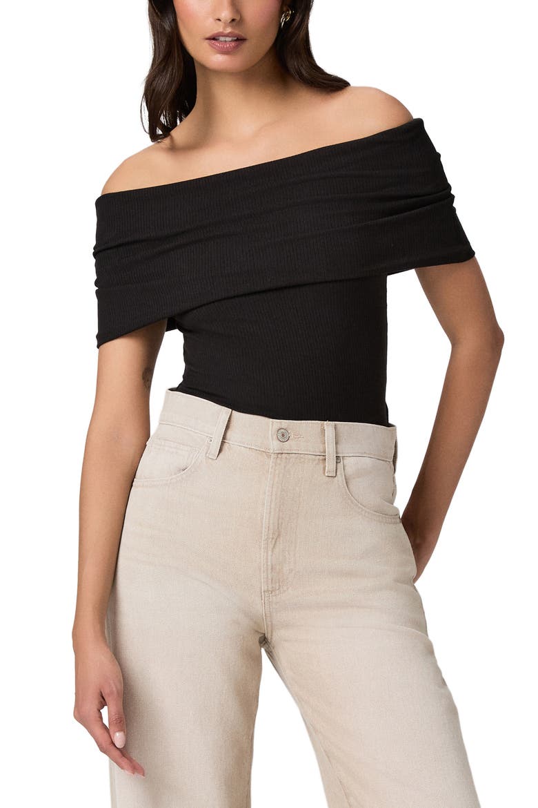 Rosarita Rib Knit Off the Shoulder Top, Main, color, BLACK