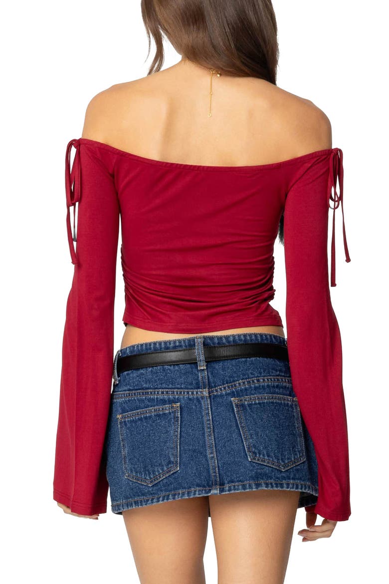 Keaghan Off the Shoulder Bell Sleeve Top, Alternate, color, BURGUNDY
