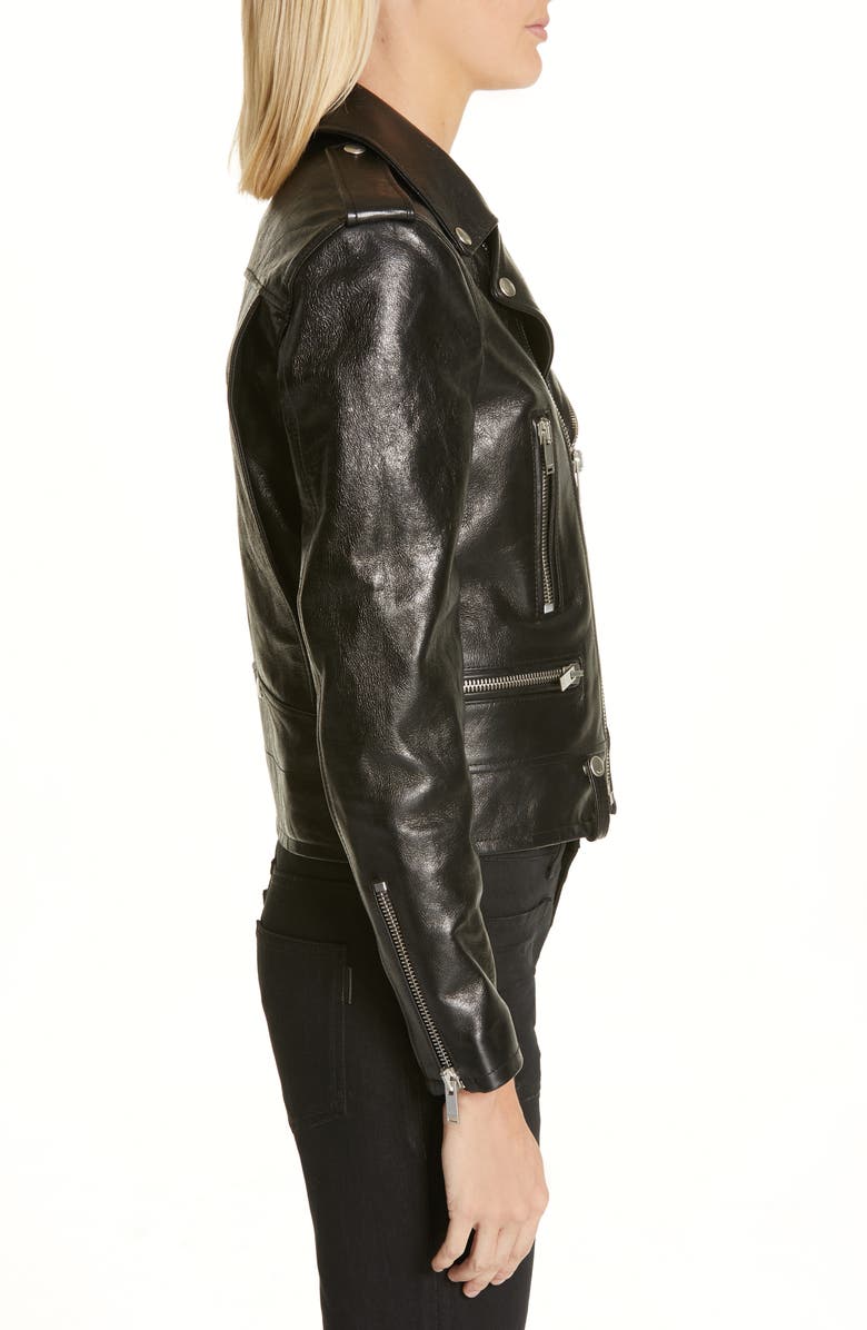 Saint Laurent Classic Leather Moto Jacket, Alternate, color, 