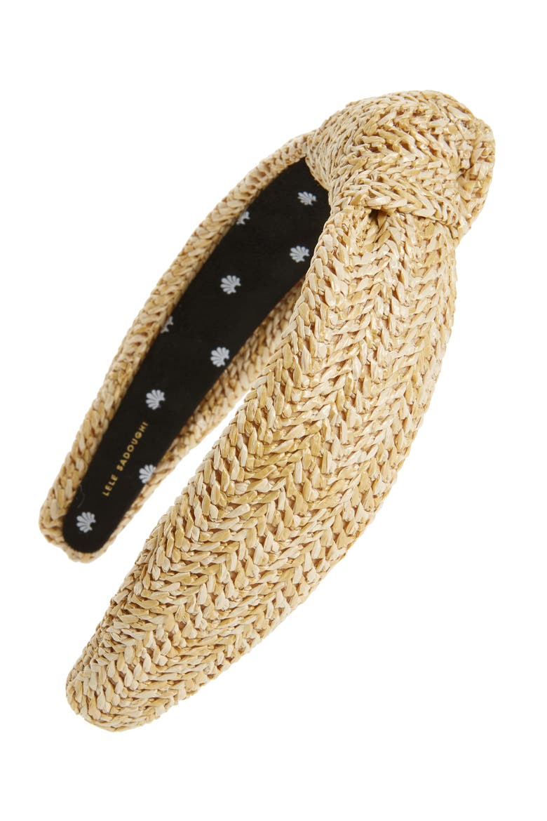 Raffia Knotted Headband, Main, color, NATURAL