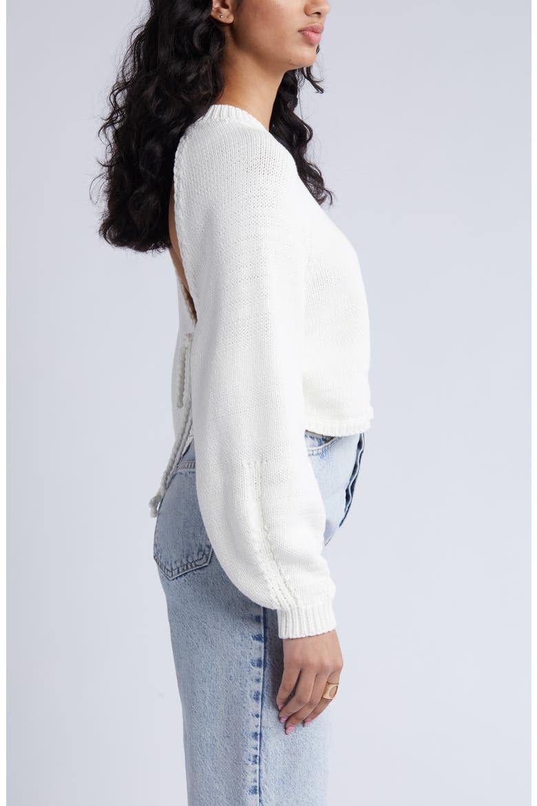 Open Back Crewneck Sweater, Alternate, color, IVORY