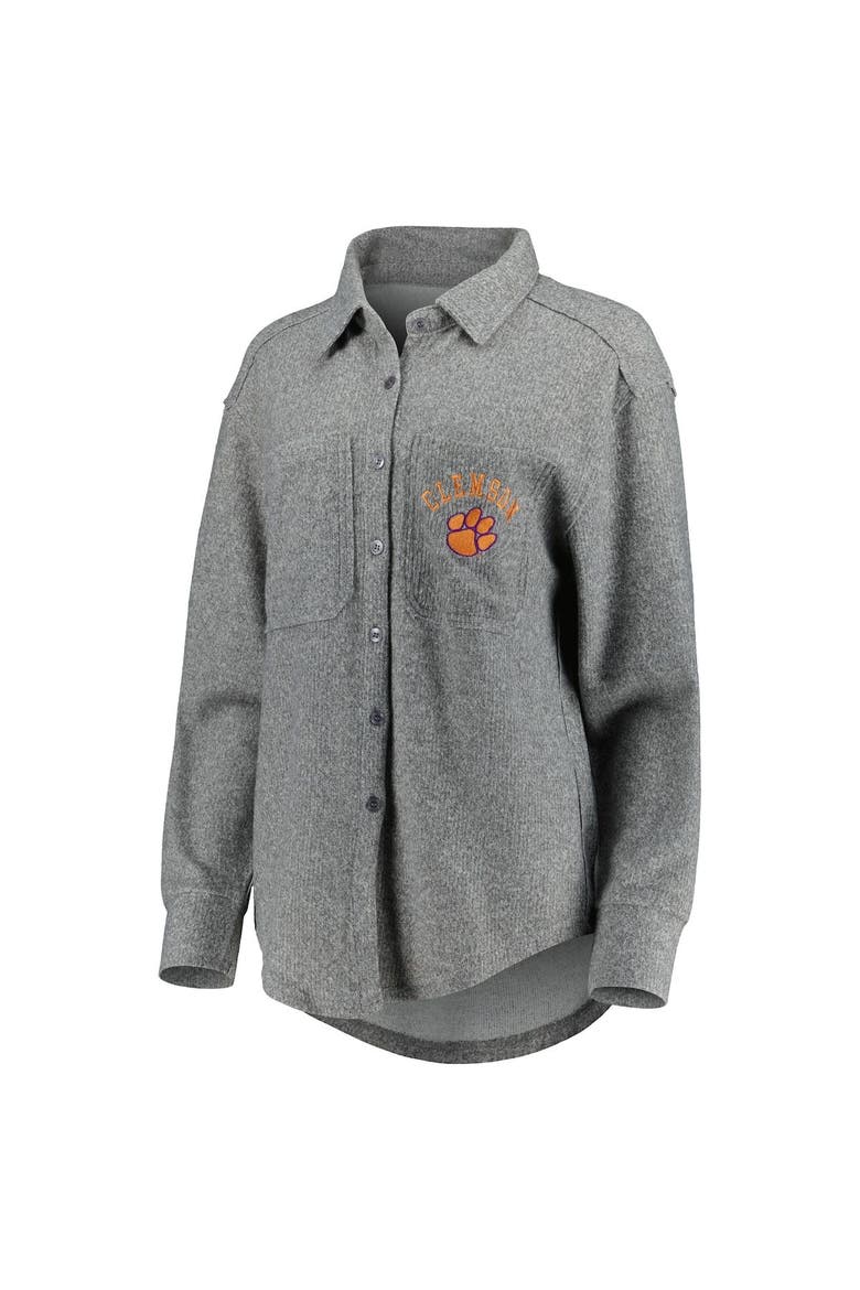 Women's Gameday Couture Gray Clemson Tigers Switch It Up Tri-Blend Button-Up Shacket, Alternate, color, Gray