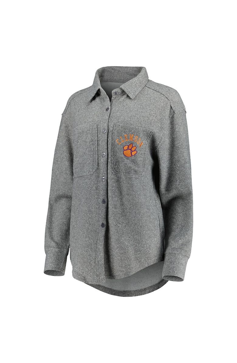 GAMEDAY COUTURE Women's Gameday Couture Gray Clemson Tigers Switch It Up Tri-Blend Button-Up Shacket, Alternate, color, Gray