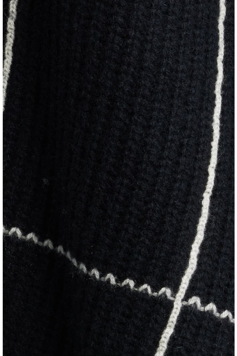 Windowpane Ribbed Wool & Cashmere Poncho, Alternate, color, BLACK WINDOWPANE