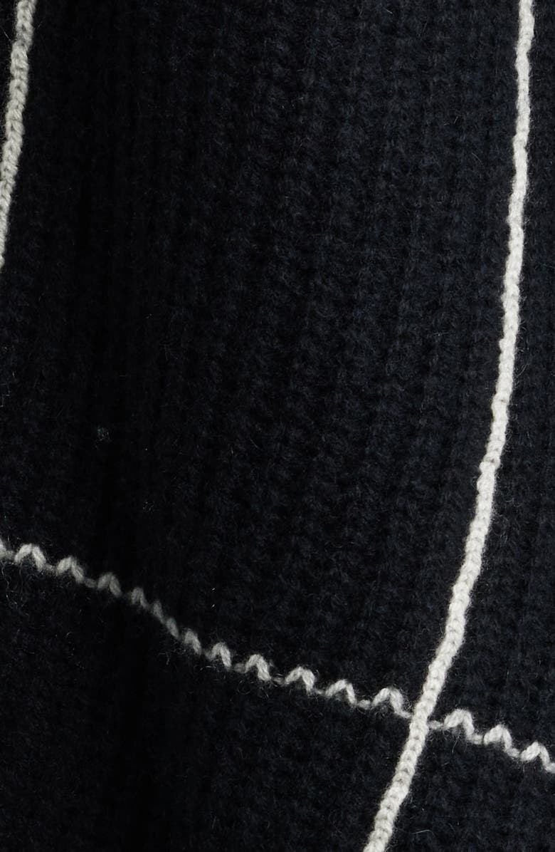 Nordstrom Windowpane Ribbed Wool & Cashmere Poncho, Alternate, color, Black Windowpane