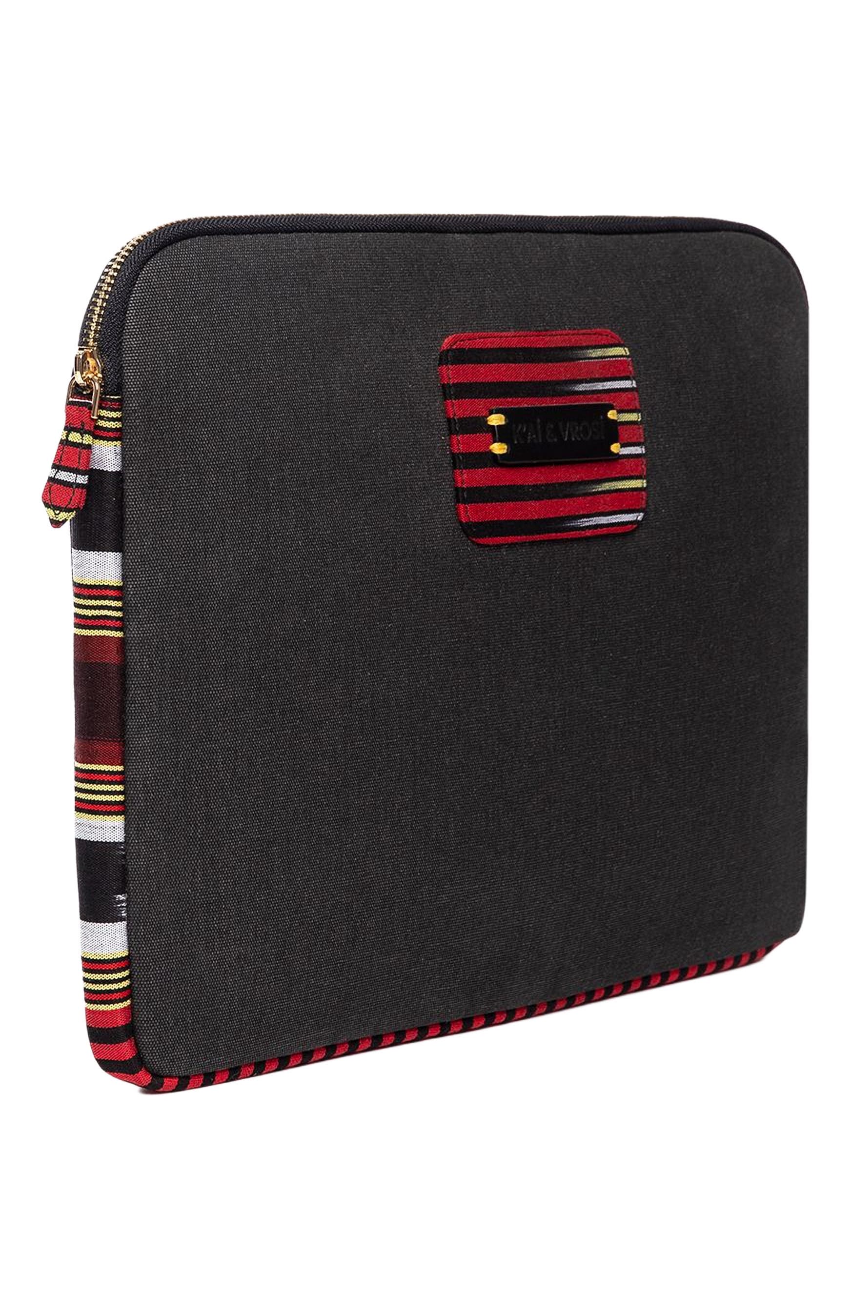 K'ai & Vrosi Zipped, Patterned Canvas Laptop Case - for 13", 14", Alternate, color, Black