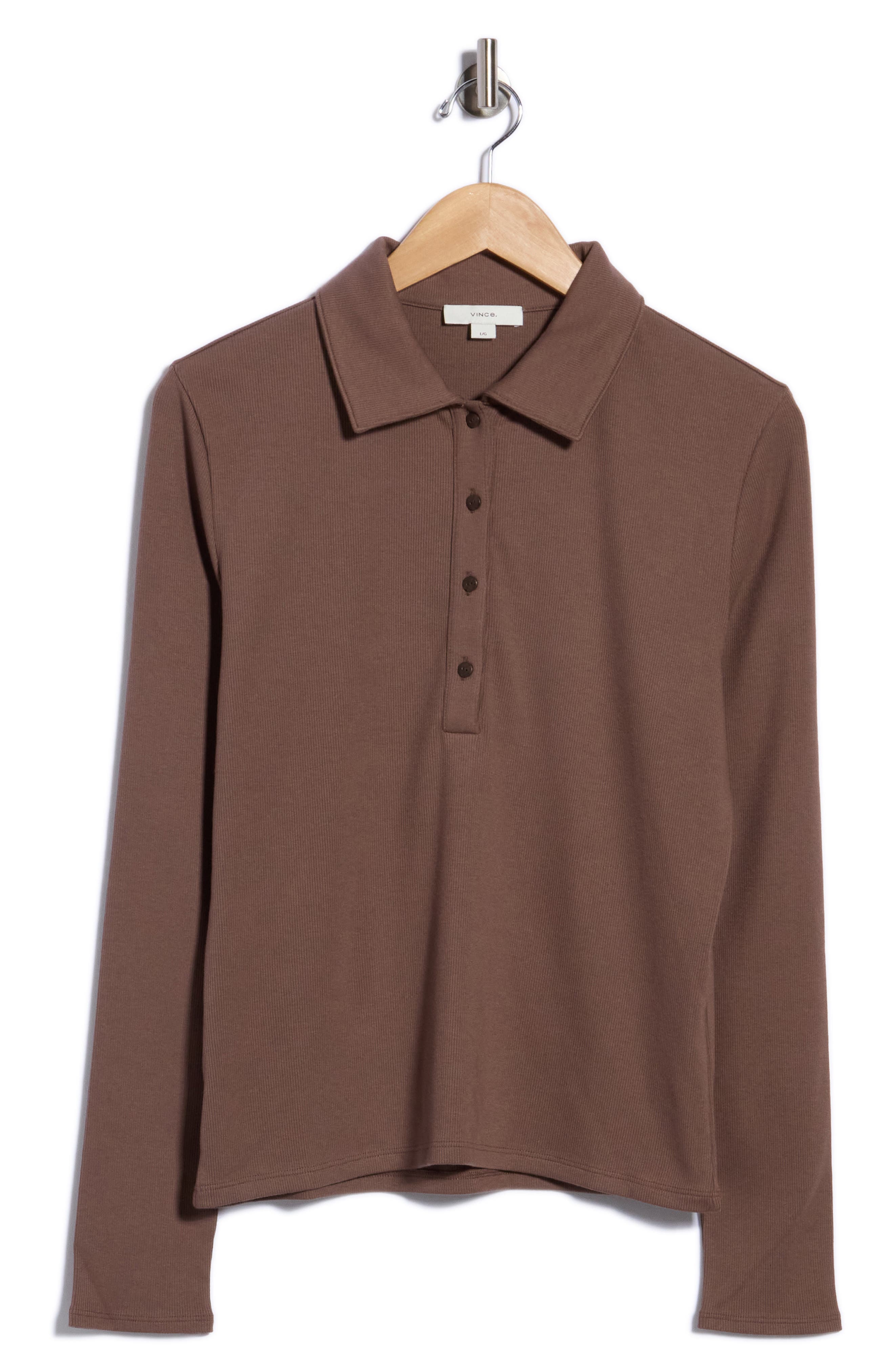 Ribbed Long Sleeve Polo