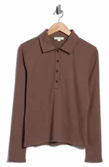 Ribbed Long Sleeve Polo