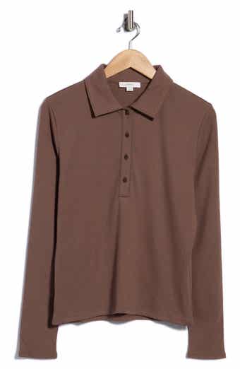 Ribbed Long Sleeve Polo