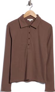 Vince Ribbed Long Sleeve Polo