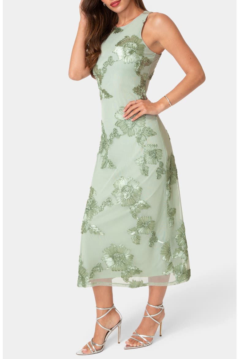 Soutache A-Line Maxi Dress, Alternate, color, SAGE