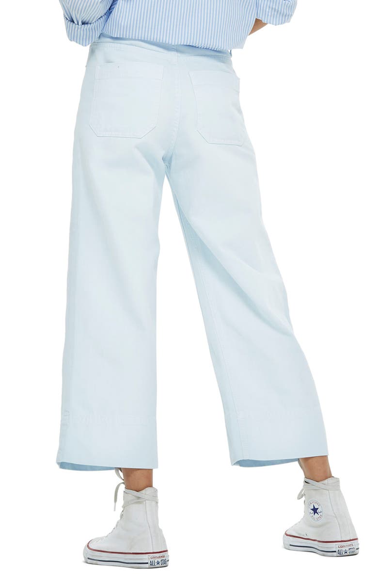 Topshop Pale Blue Crop Wide Leg Jeans, Alternate, color,