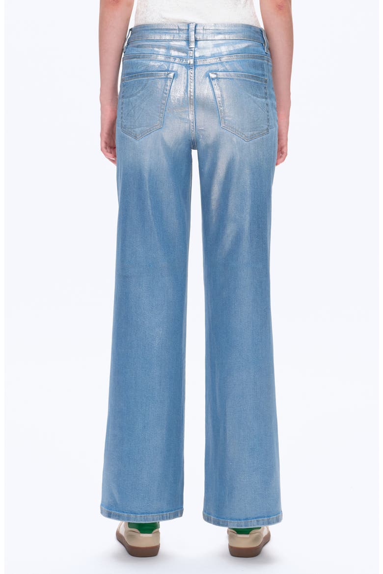 Metallic High Waist Wide Leg Jeans, Alternate, color, BLUE/ SILVER
