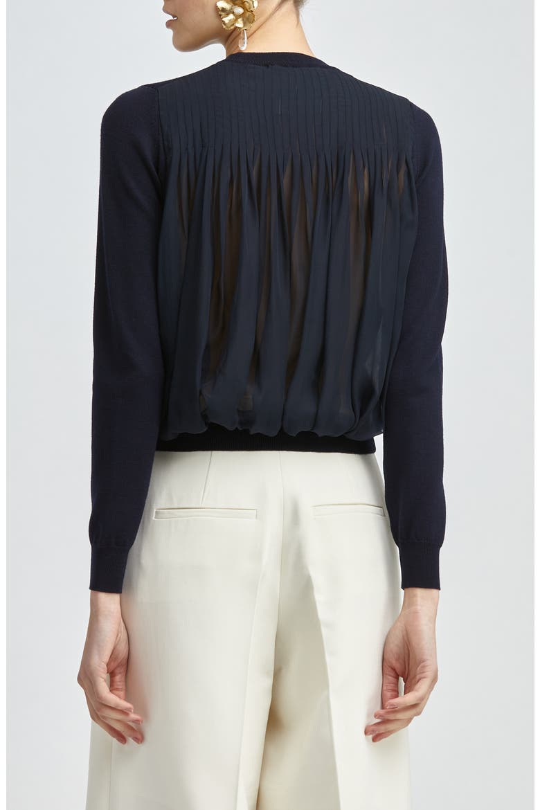 Chiffon Back Wool Sweater, Alternate, color, NAVY