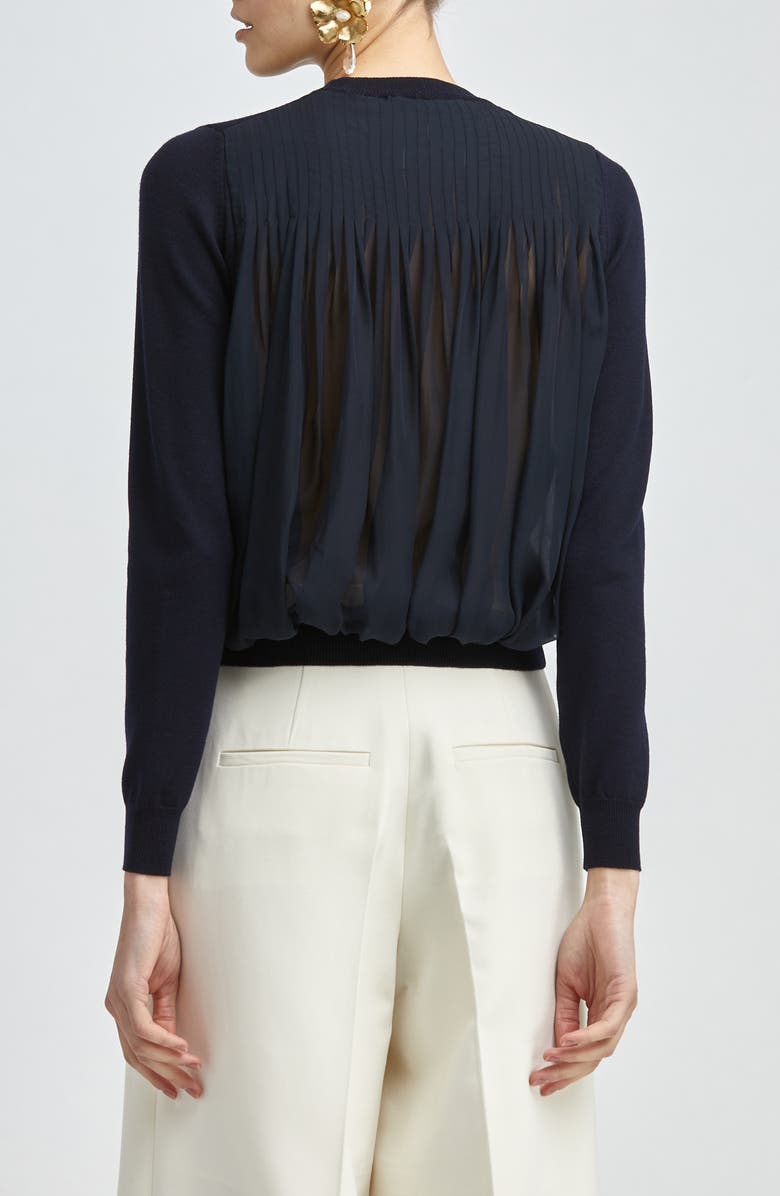 Oscar de la Renta Chiffon Back Wool Sweater, Alternate, color, 