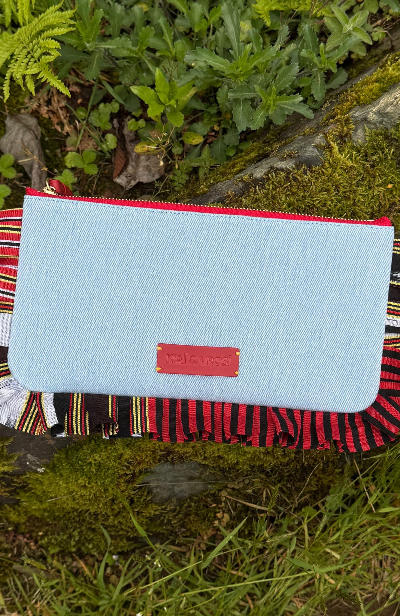 K'ai & Vrosi Medi - Denim Clutch Bag, Alternate, color, Light Denim